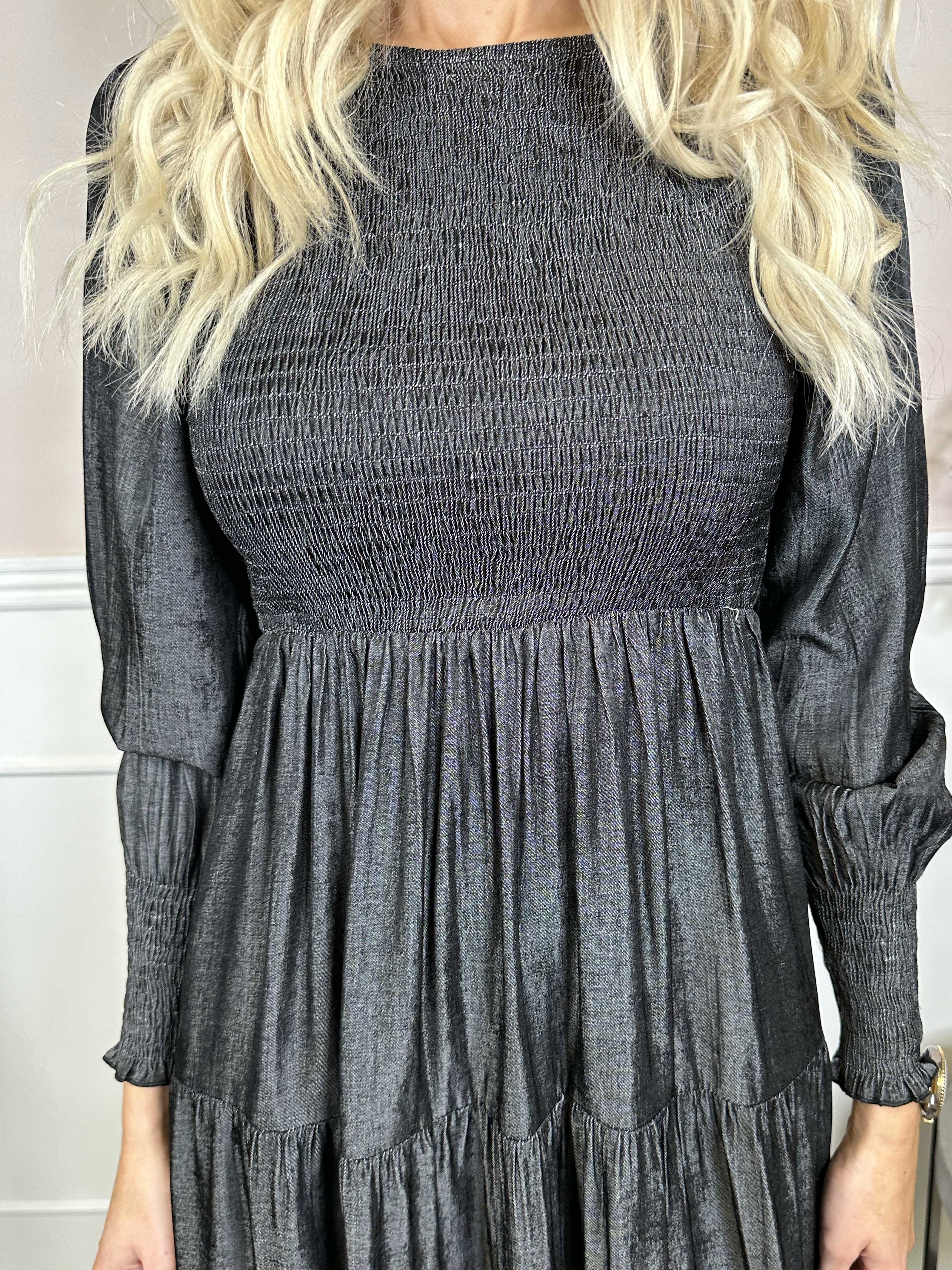 Kelly Denim Long - Klänning med smock över bröstet